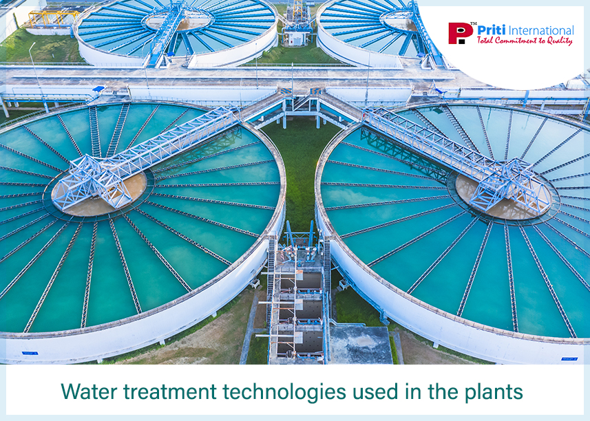 Water treatment technologies used in the plants

